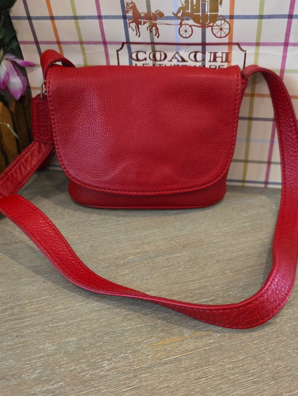 Coach Sonoma Red Small Flap Natural Grain #4919